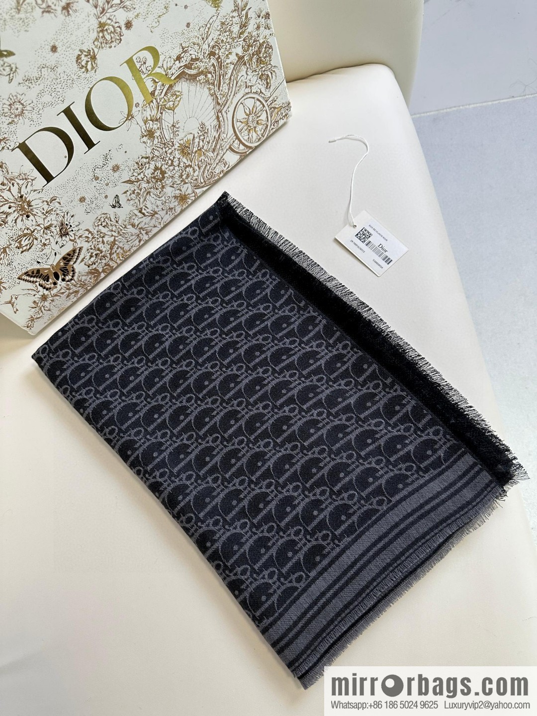 DIOR old flower silk cashmere long towel