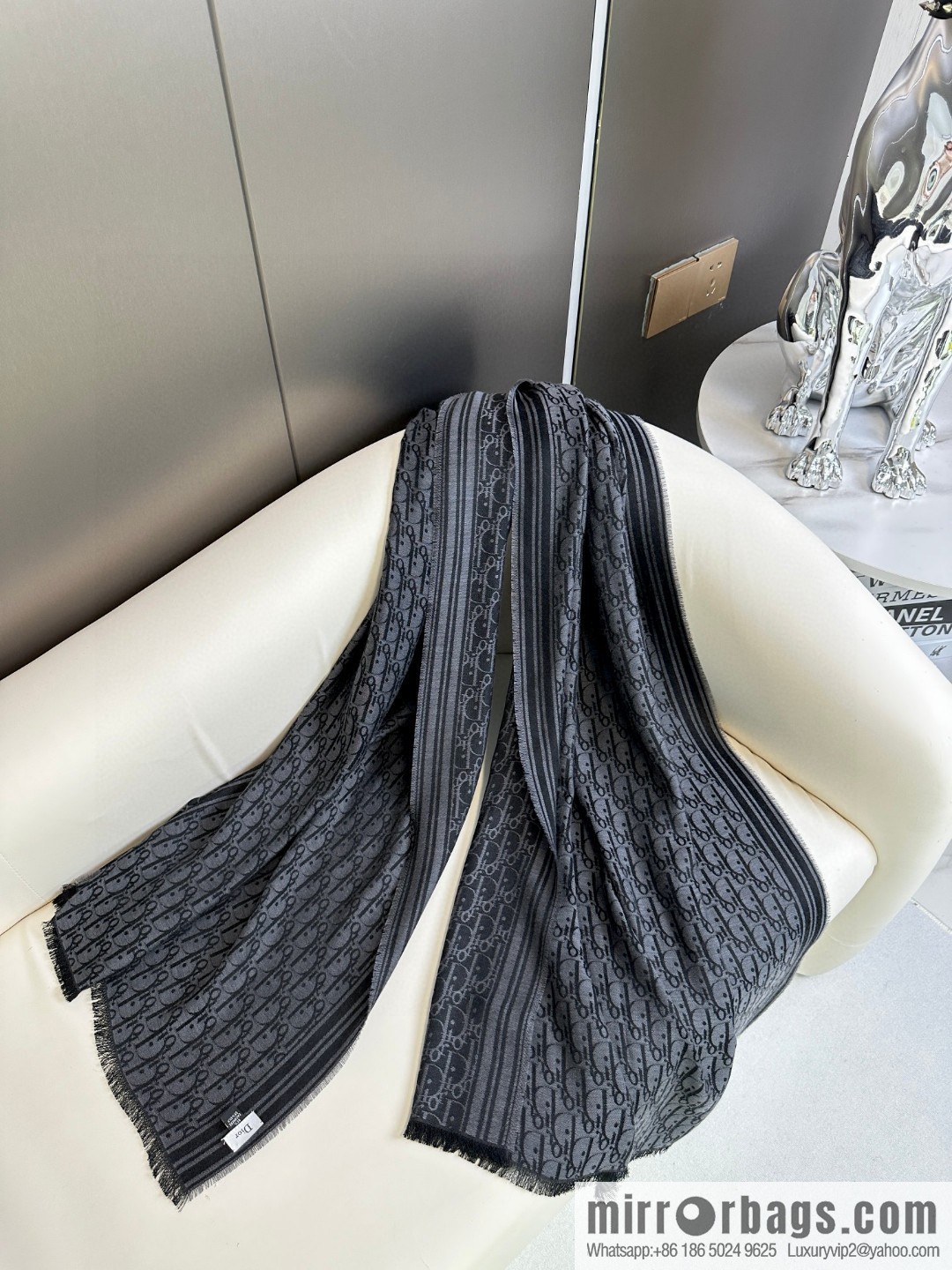 DIOR old flower silk cashmere long towel