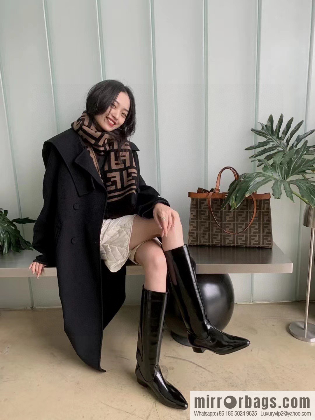 FENDI FF pattern wool scarf