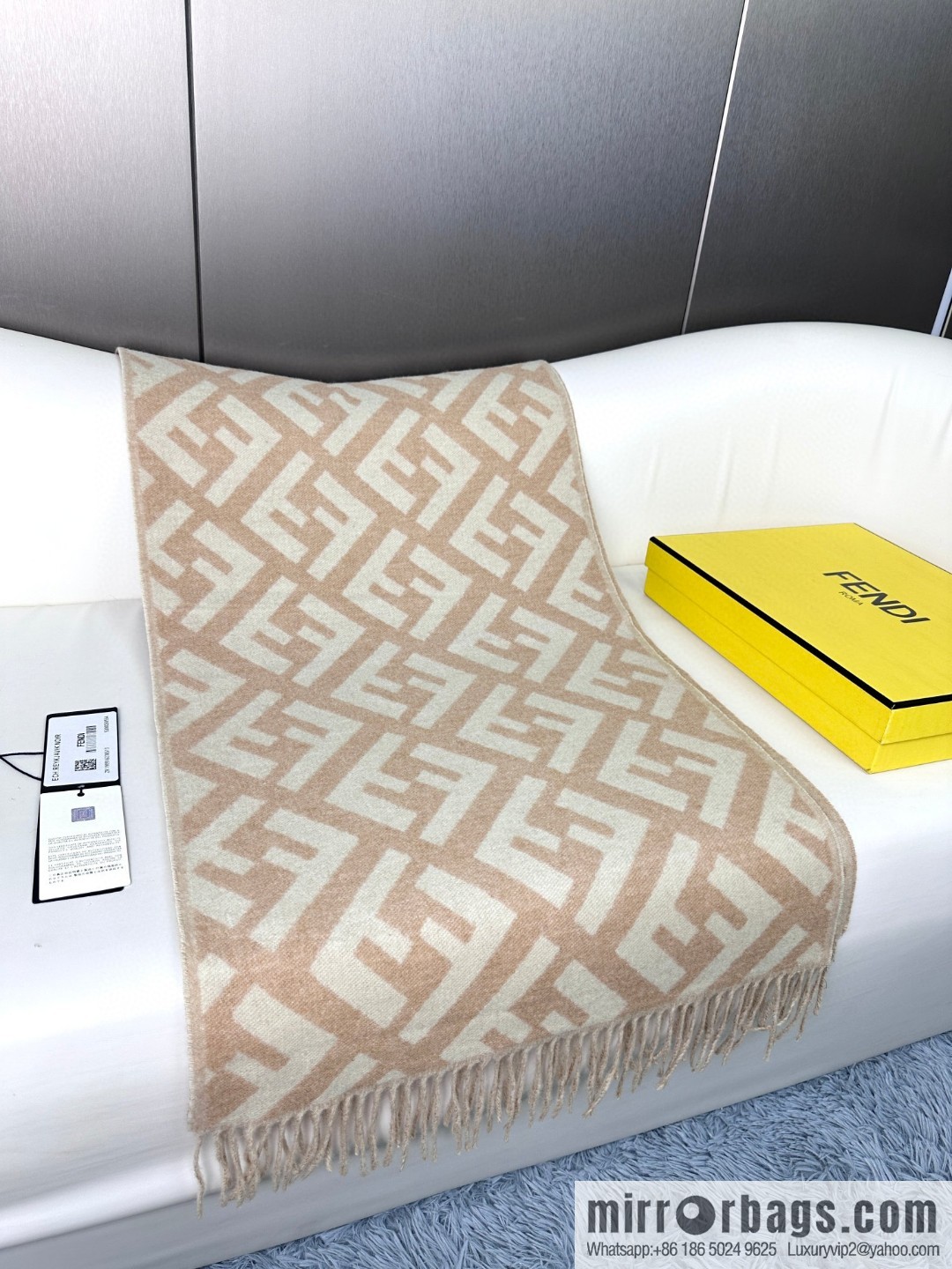 FENDI long fringed cashmere scarf