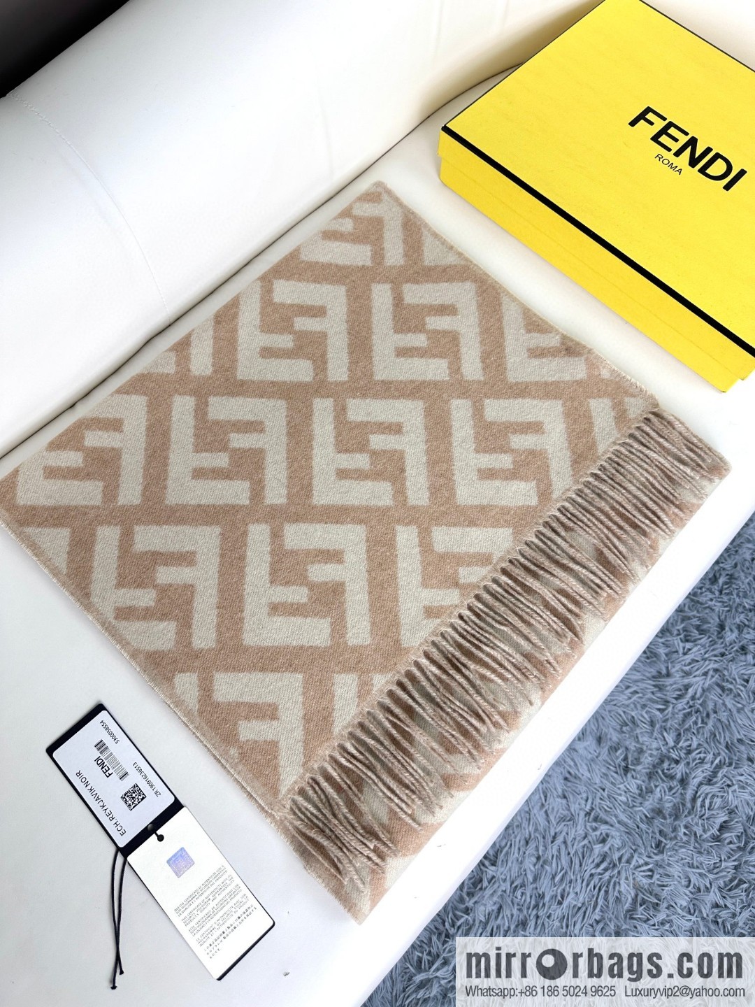 FENDI long fringed cashmere scarf