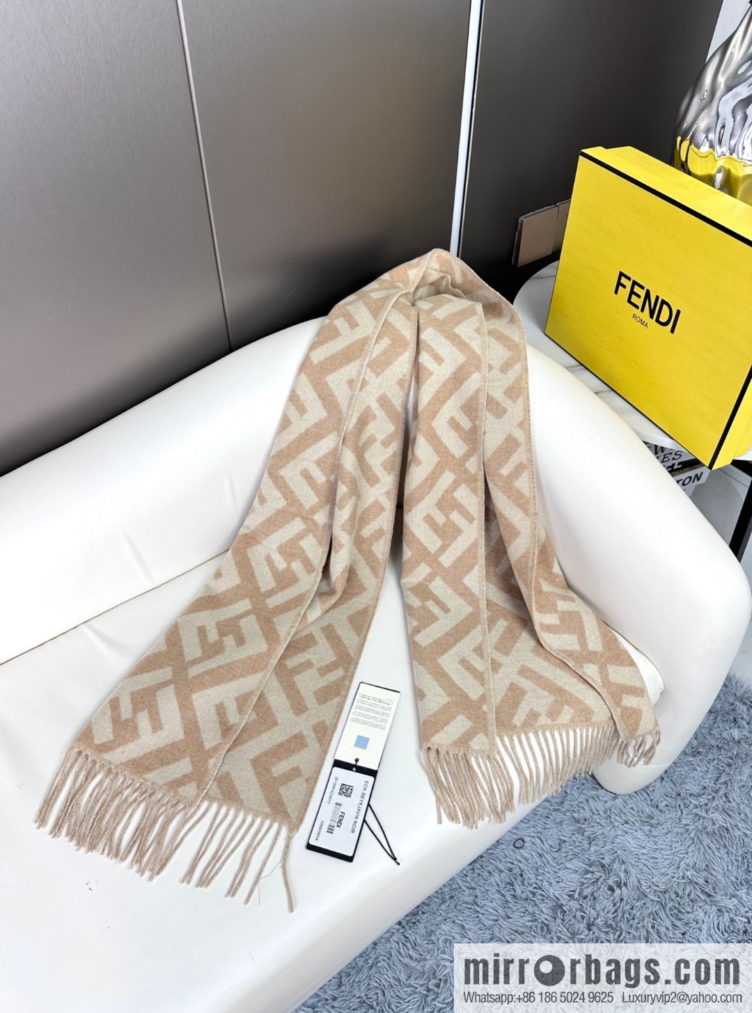 FENDI long fringed cashmere scarf