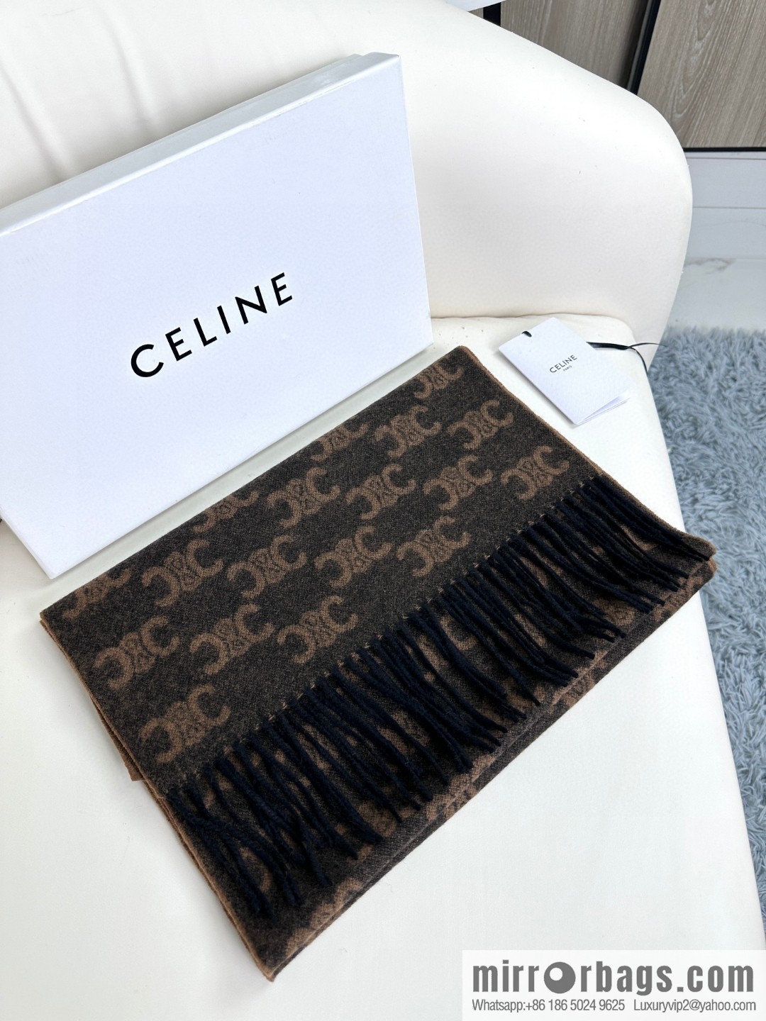 CELINE 2023 new cashmere Arc de Triomphe scarf