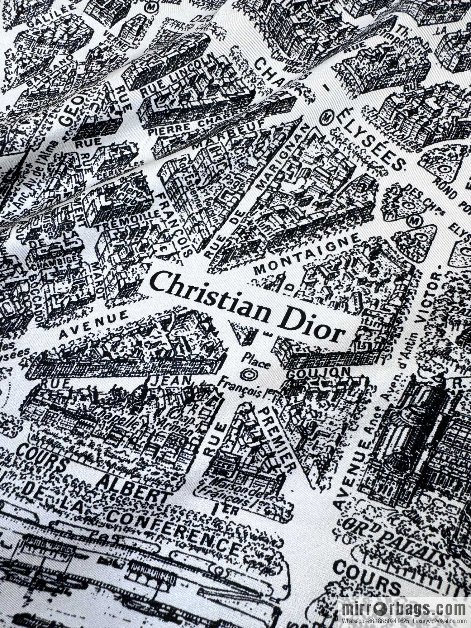 DIOR Paris map C D logo Jacquard strip pattern silk scarf