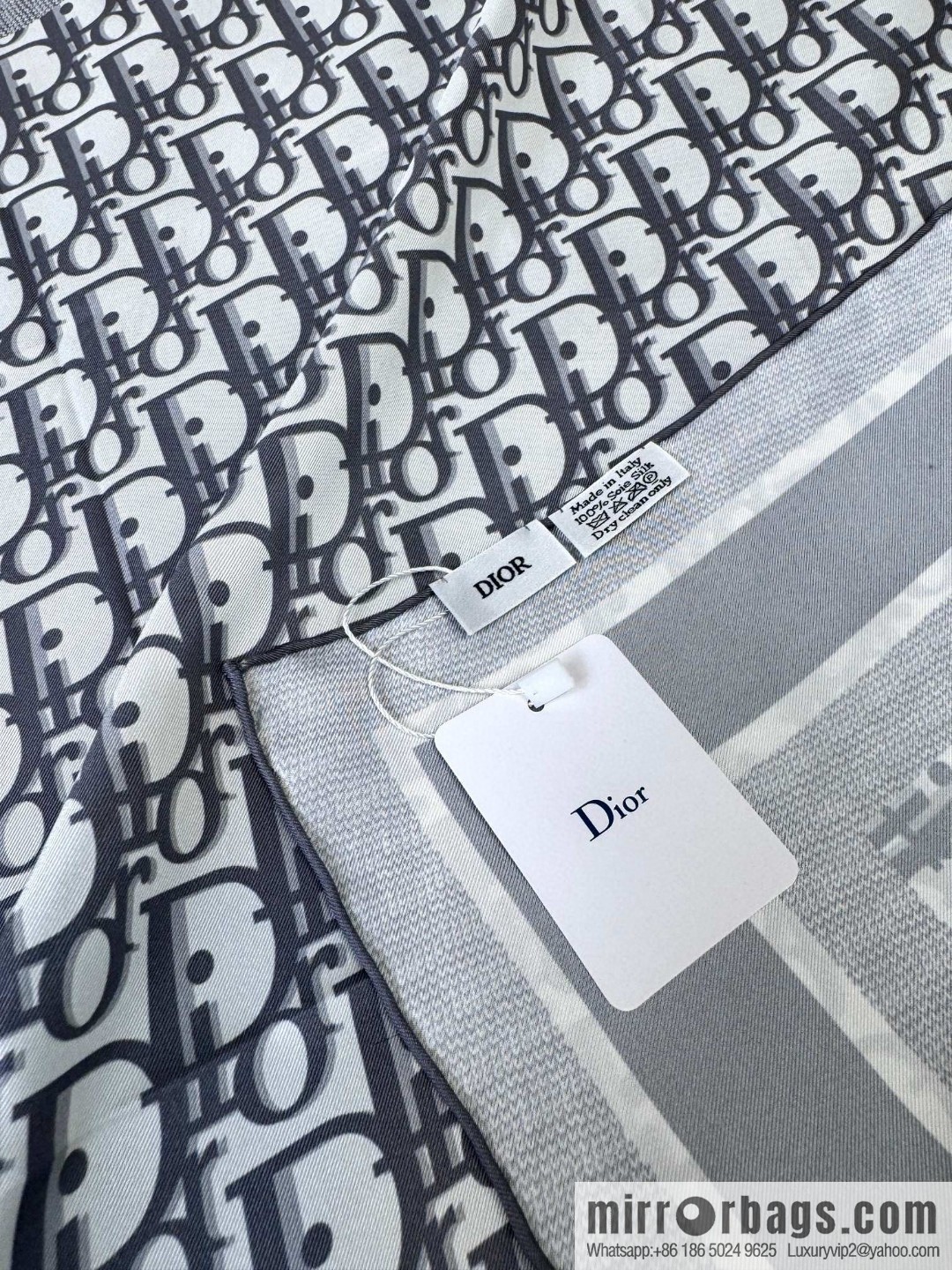 DIOR gold letters, silk scarves