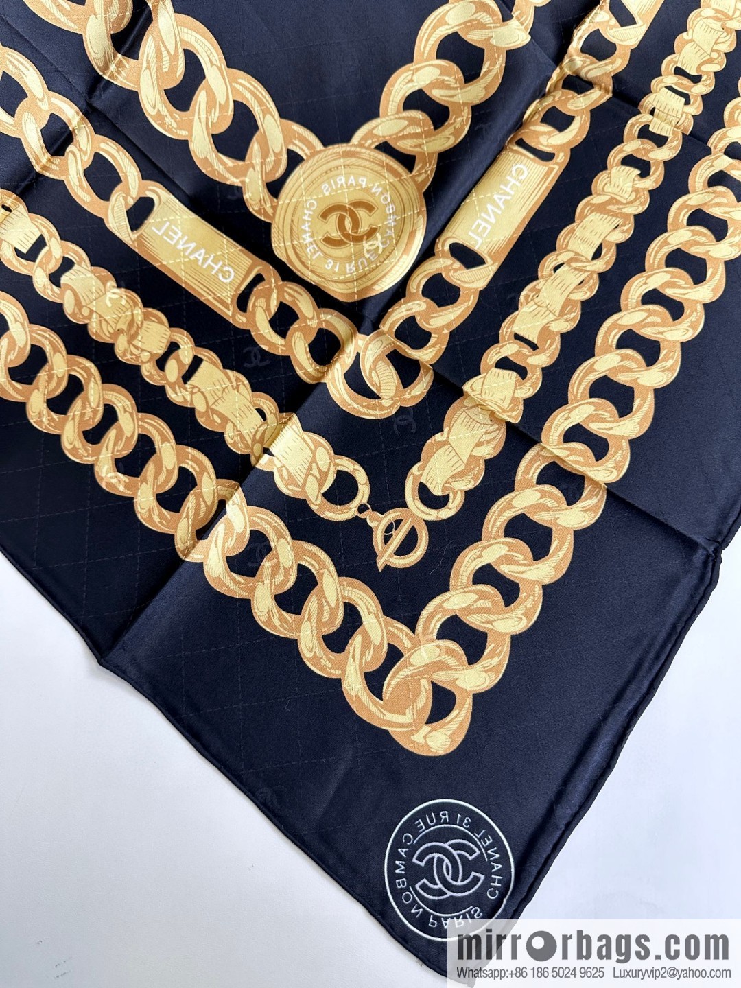 CHANEL 🖤 cc coin chain silk scarf