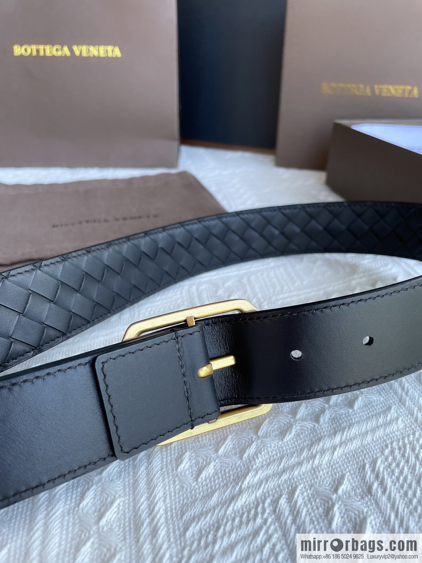 Bottega Veneta, imported cowhide with hand-woven exquisite pin buckle men's belt 3.5cm