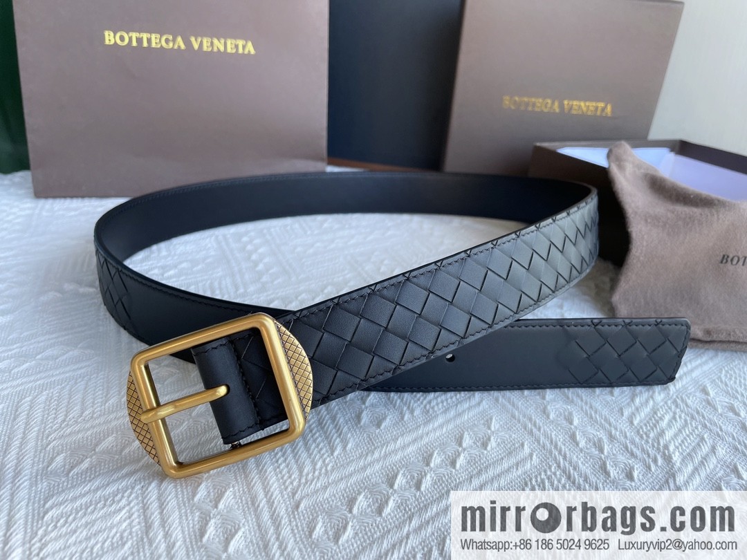 Bottega Veneta, imported cowhide with hand-woven exquisite pin buckle men's belt 3.5cm