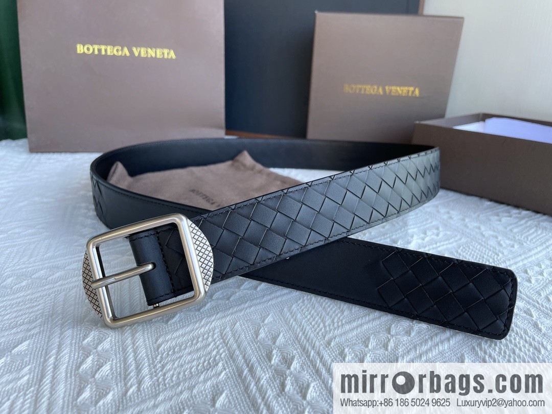Bottega Veneta, imported cowhide with hand-woven exquisite pin buckle men's belt 3.5cm
