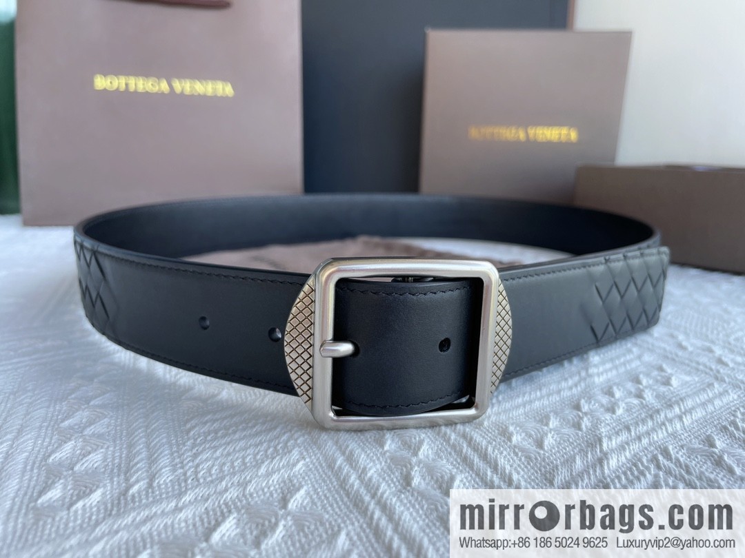 Bottega Veneta, imported cowhide with hand-woven exquisite pin buckle men's belt 3.5cm