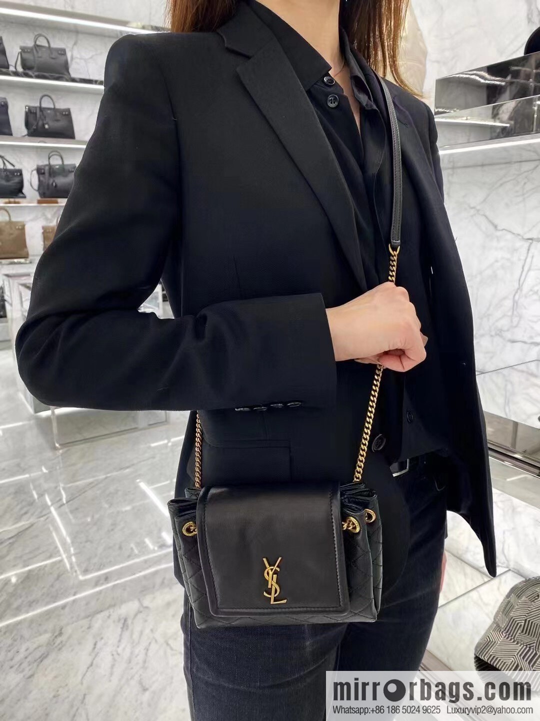 YSL 𝙈𝙊𝙉𝙊𝙂𝙍𝘼𝙈 𝙉𝙊𝙇𝙄𝙏𝘼 sheep leather mini handbag 672738 black