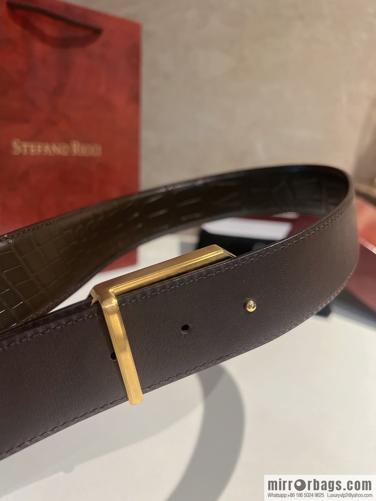 Stefano. Ricci Stephen, stainless steel hand-carved craft eagle head selection cowhide pressed texture belt 3.8cm