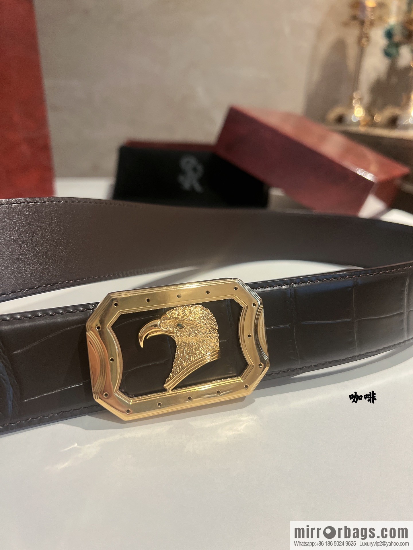 Stefano. Ricci Stephen, stainless steel hand-carved craft eagle head selection cowhide pressed texture belt 3.8cm