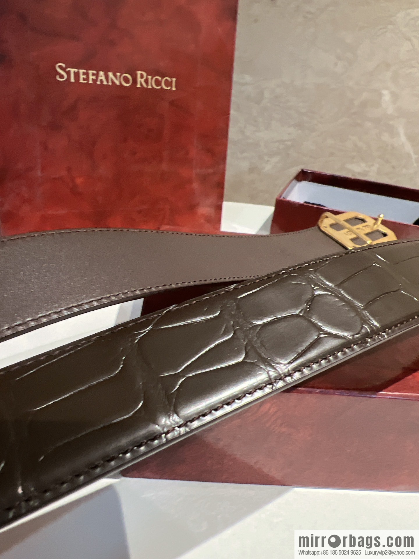 Stefano. Ricci Stephen, stainless steel hand-carved craft eagle head selection cowhide pressed texture belt 3.8cm