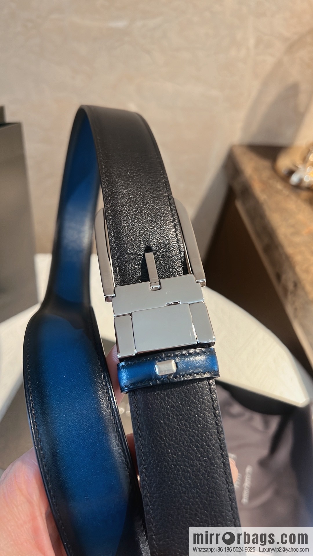 Berluti, exquisite twist lock rotating pin buckle, French Paris men's belt 3.5cm