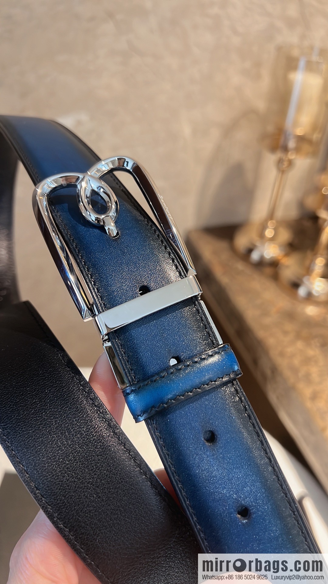 Berluti, exquisite twist lock rotating pin buckle, French Paris men's belt 3.5cm