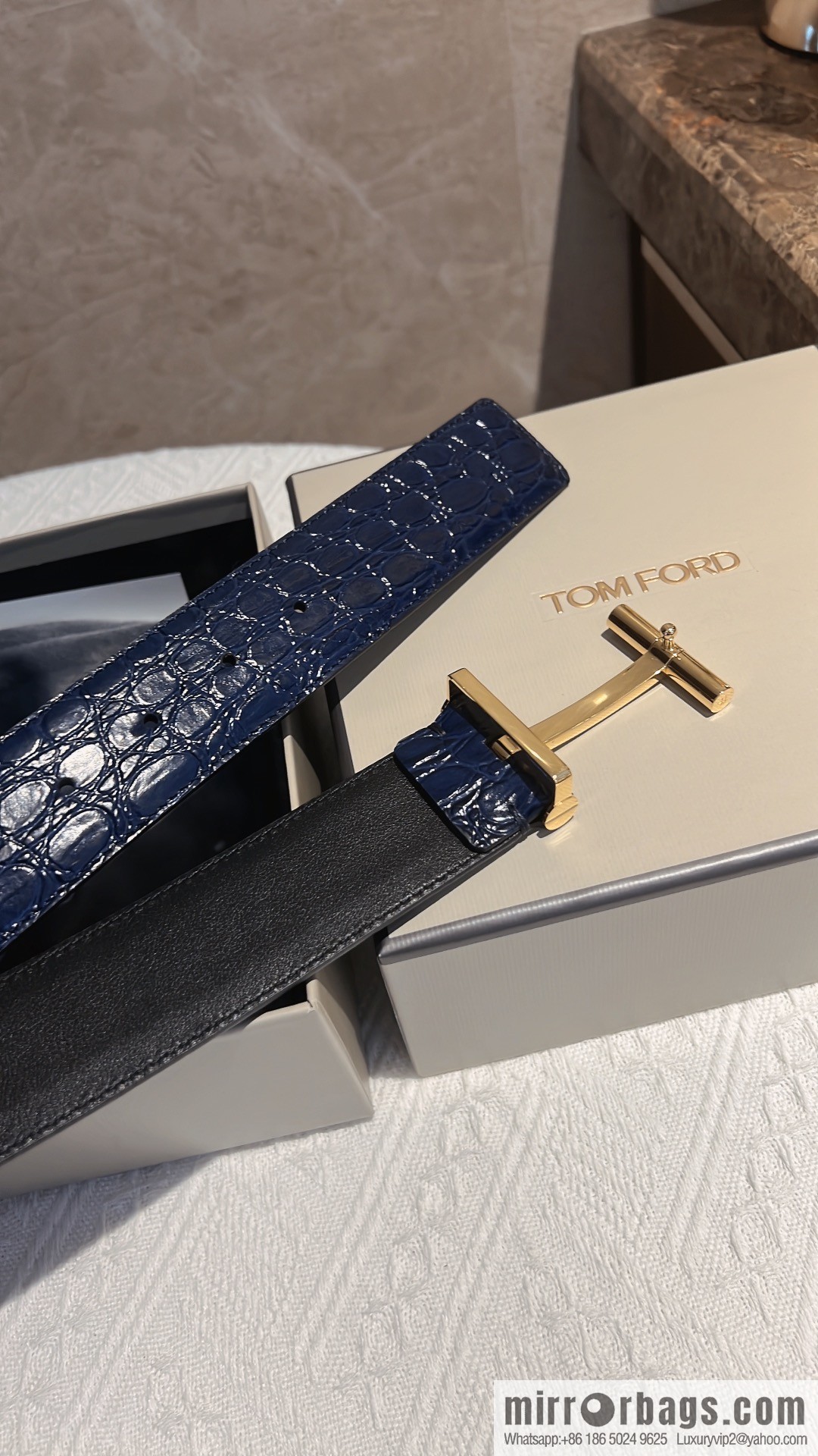 TOMFORD Tom Ford, Men's T-Buckle Double-Sided Belt 4.0cm