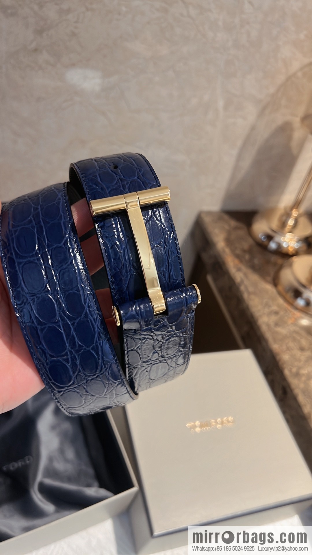 TOMFORD Tom Ford, Men's T-Buckle Double-Sided Belt 4.0cm