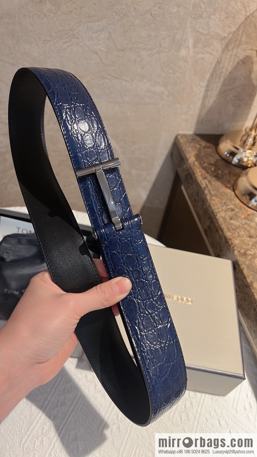 TOMFORD Tom Ford, Men's T-Buckle Double-Sided Belt 4.0cm