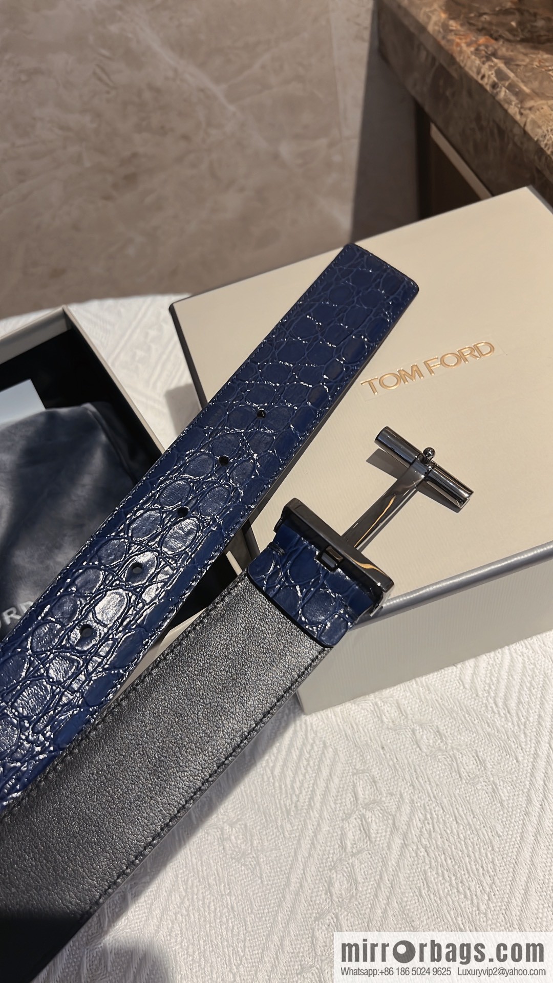 TOMFORD Tom Ford, Men's T-Buckle Double-Sided Belt 4.0cm