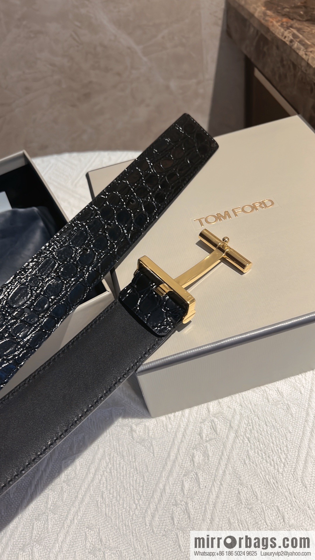 TOMFORD Tom Ford, Men's T-Buckle Double-Sided Belt 4.0cm