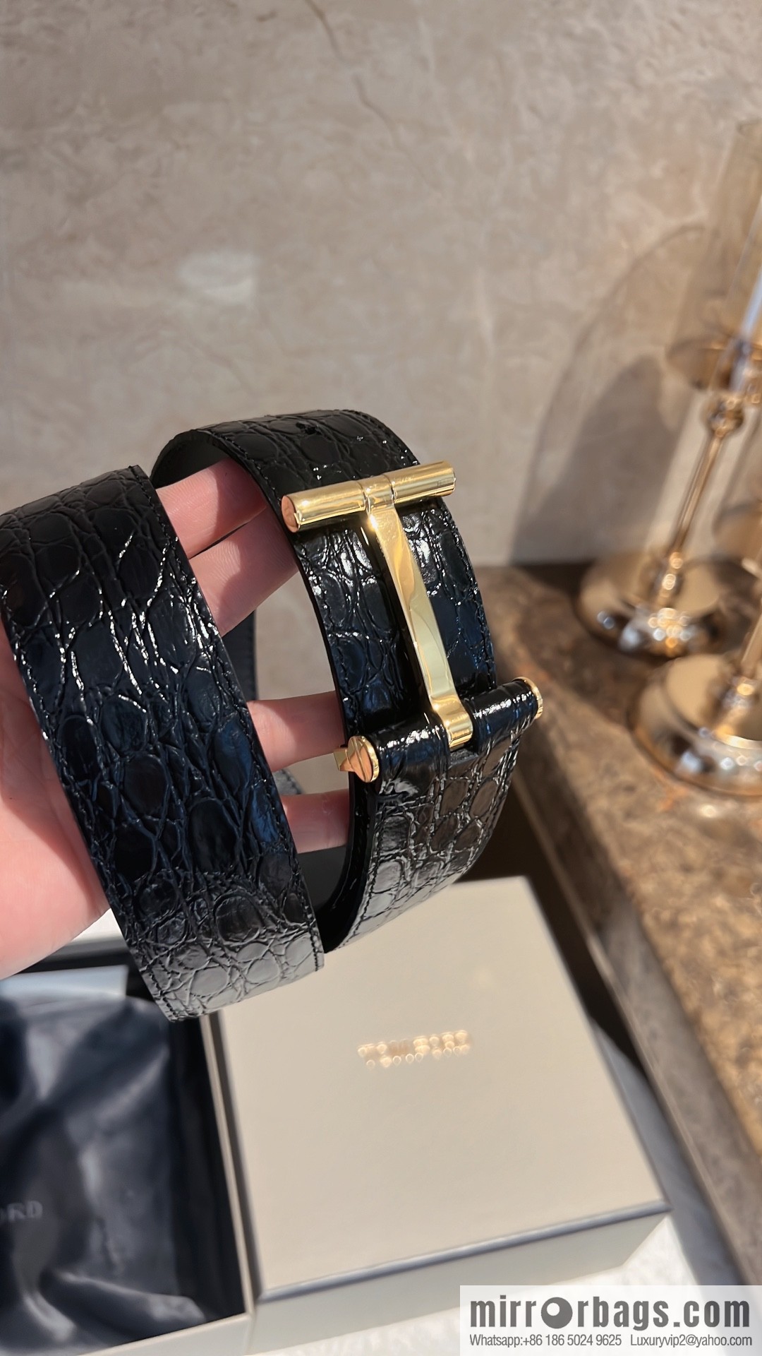 TOMFORD Tom Ford, Men's T-Buckle Double-Sided Belt 4.0cm