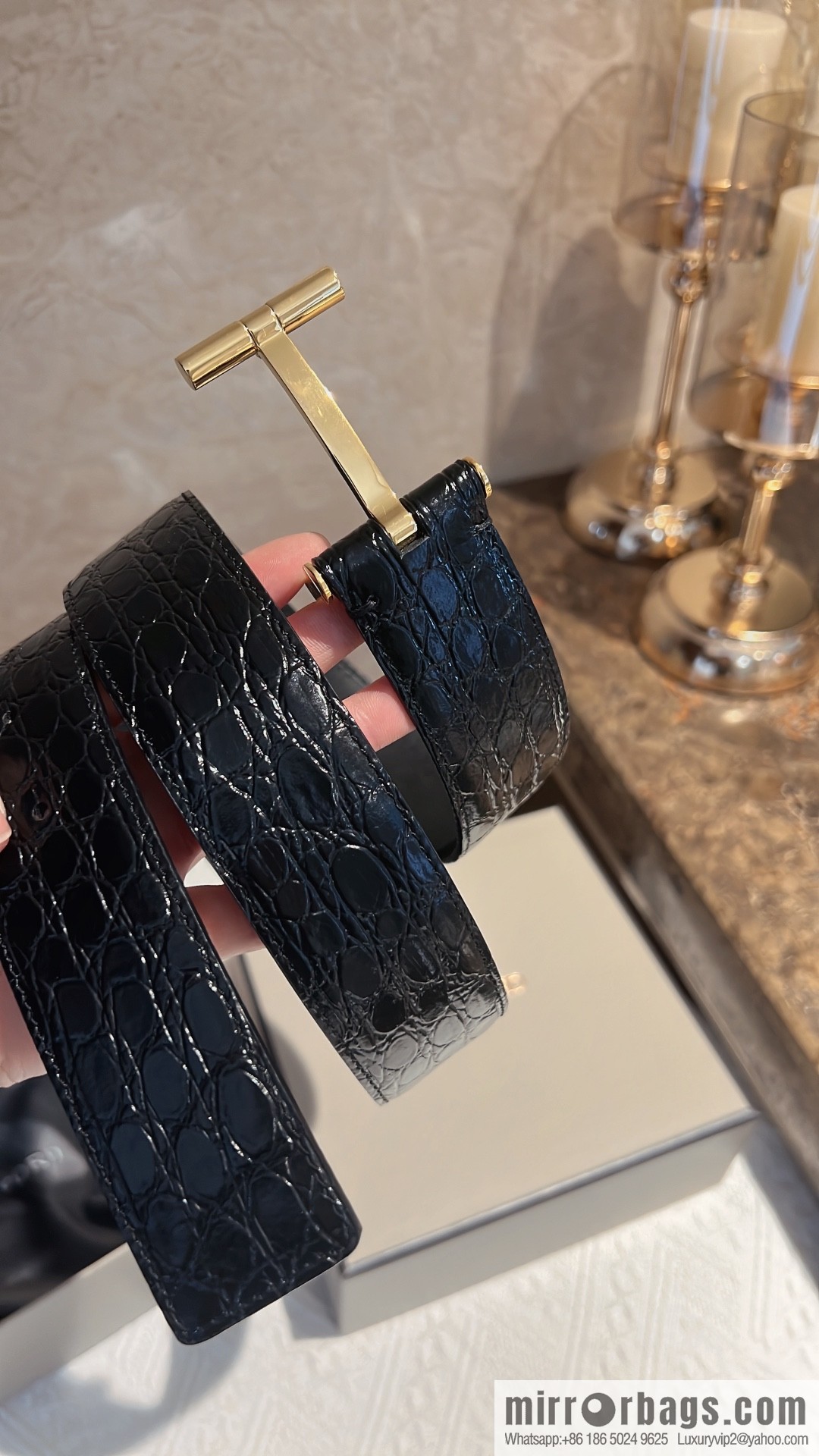 TOMFORD Tom Ford, Men's T-Buckle Double-Sided Belt 4.0cm