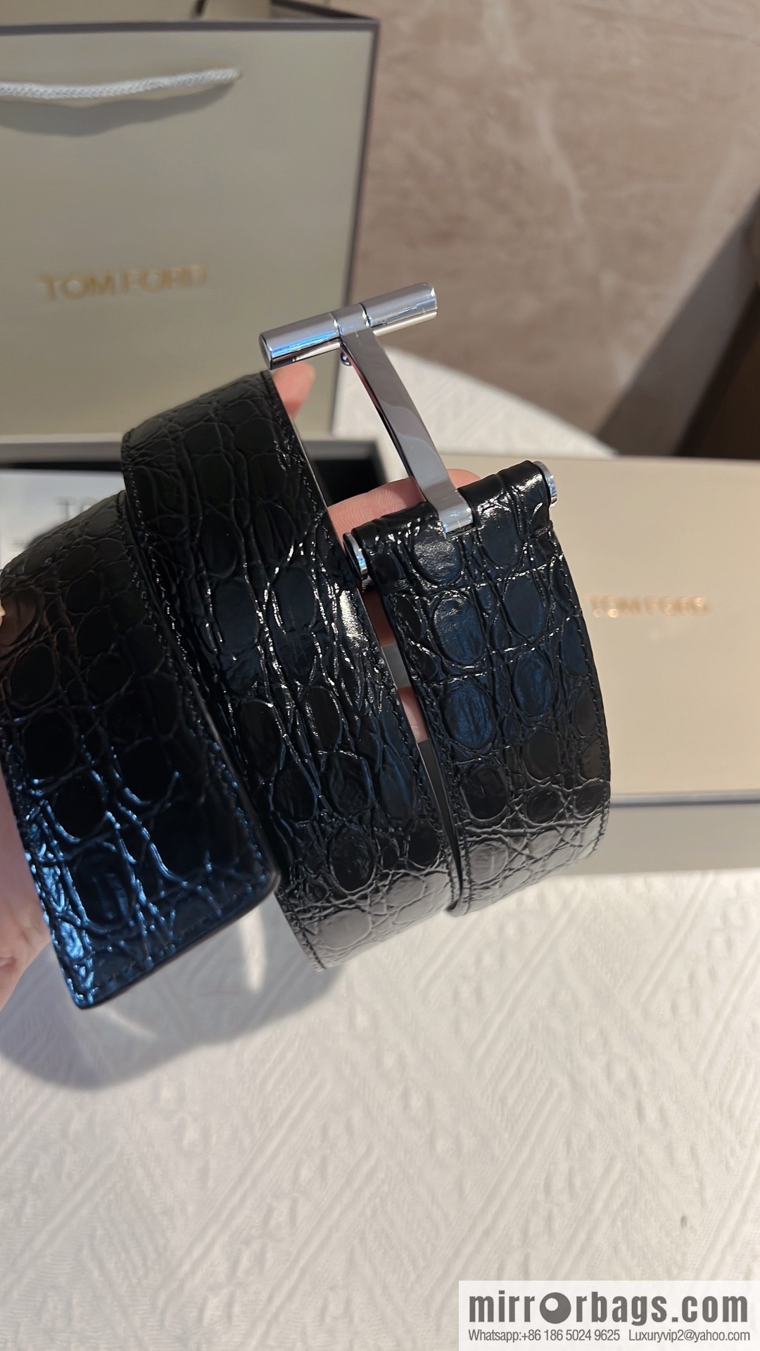 TOMFORD Tom Ford, Men's T-Buckle Double-Sided Belt 4.0cm