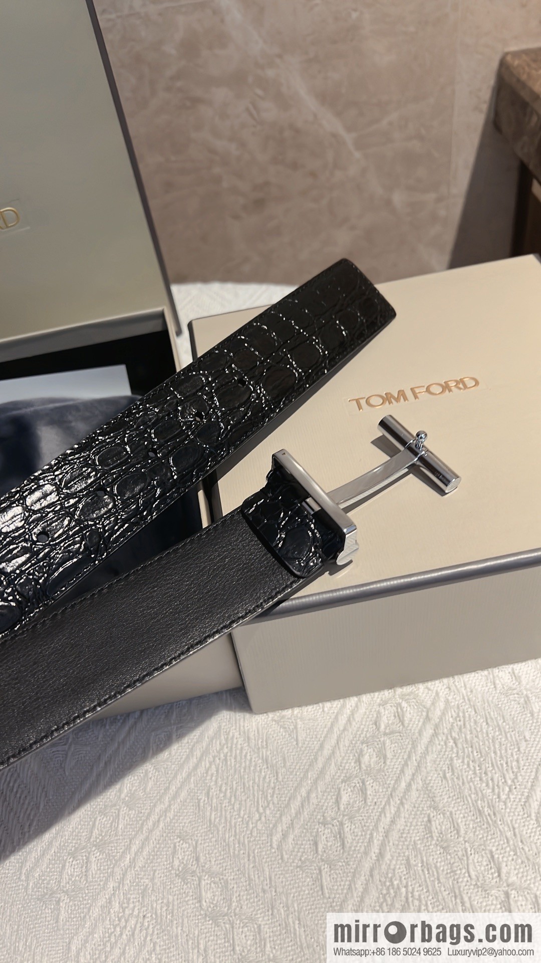 TOMFORD Tom Ford, Men's T-Buckle Double-Sided Belt 4.0cm