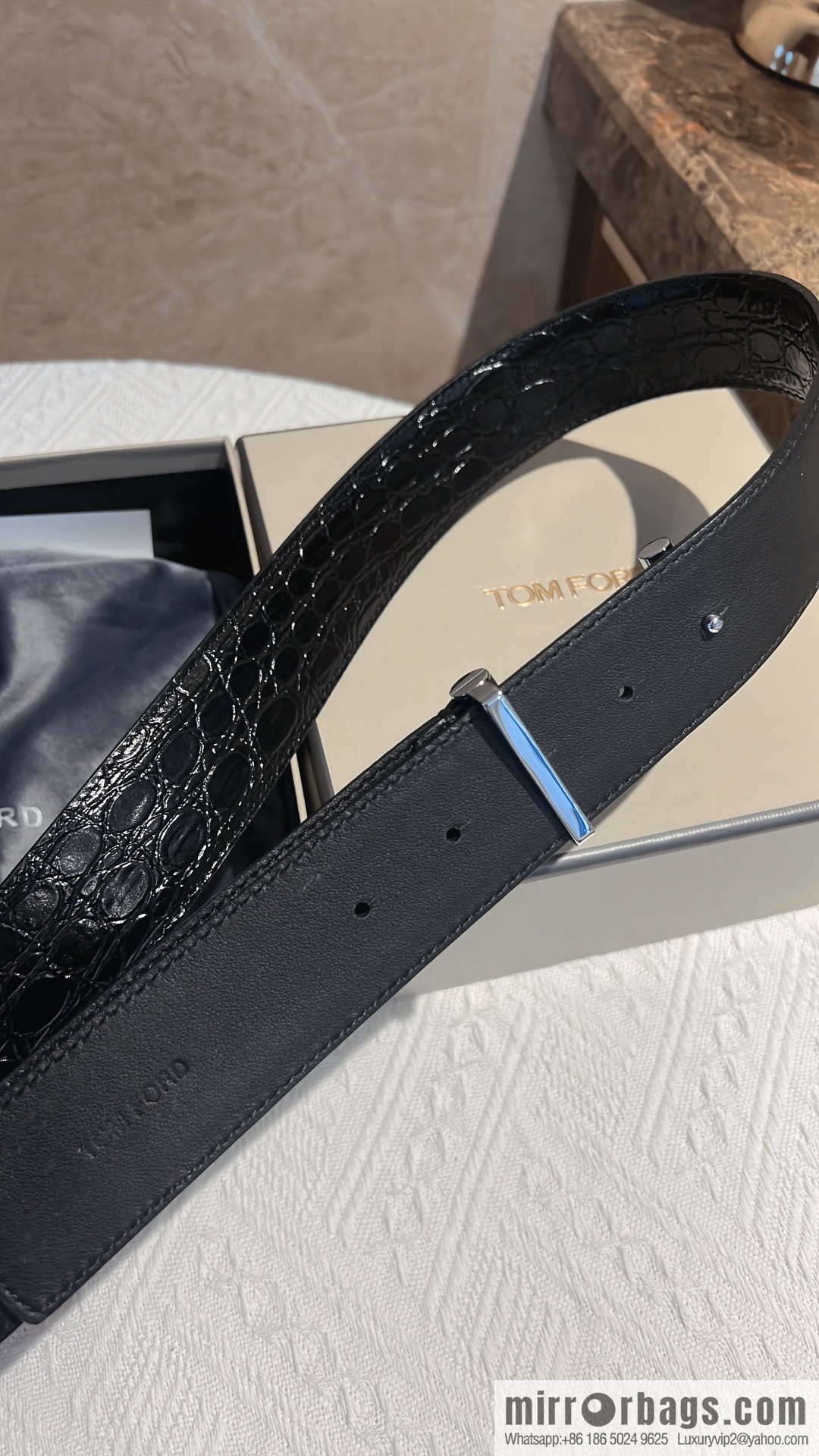 TOMFORD Tom Ford, Men's T-Buckle Double-Sided Belt 4.0cm