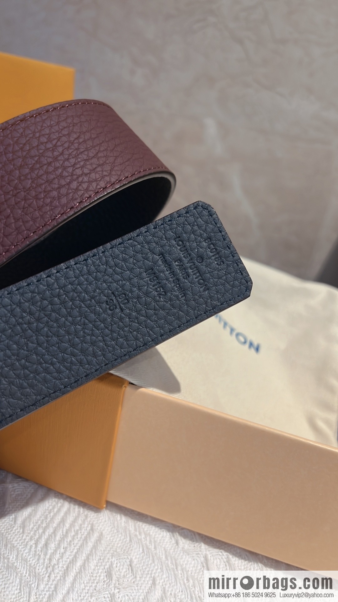 LOUIS VUITTON Louis Vuitton counter hanging buckle double-sided lychee lychee black/khaki double-sided men's belt