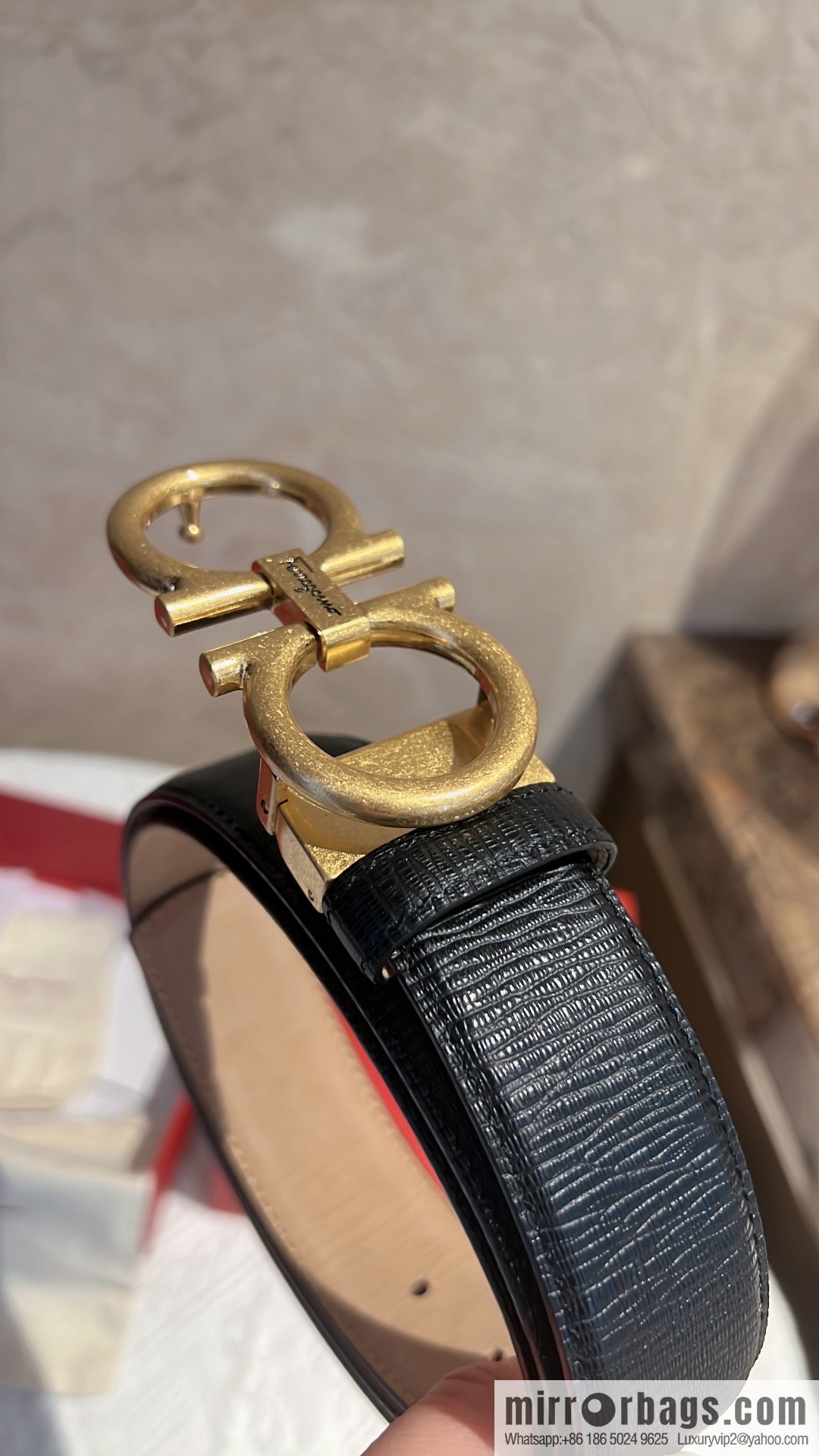 Ferragamo Ferragamo, first layer of cowhide with exquisite counter version retro metal buckle men's 3.5cm belt