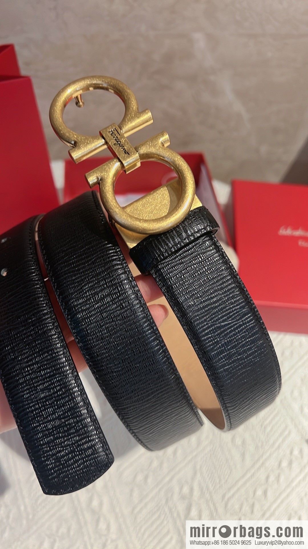 Ferragamo Ferragamo, first layer of cowhide with exquisite counter version retro metal buckle men's 3.5cm belt