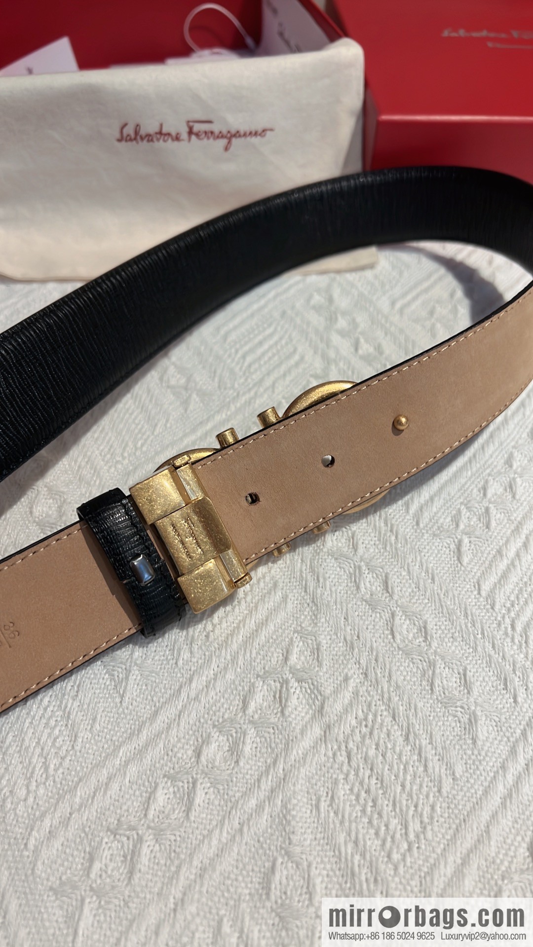 Ferragamo Ferragamo, first layer of cowhide with exquisite counter version retro metal buckle men's 3.5cm belt