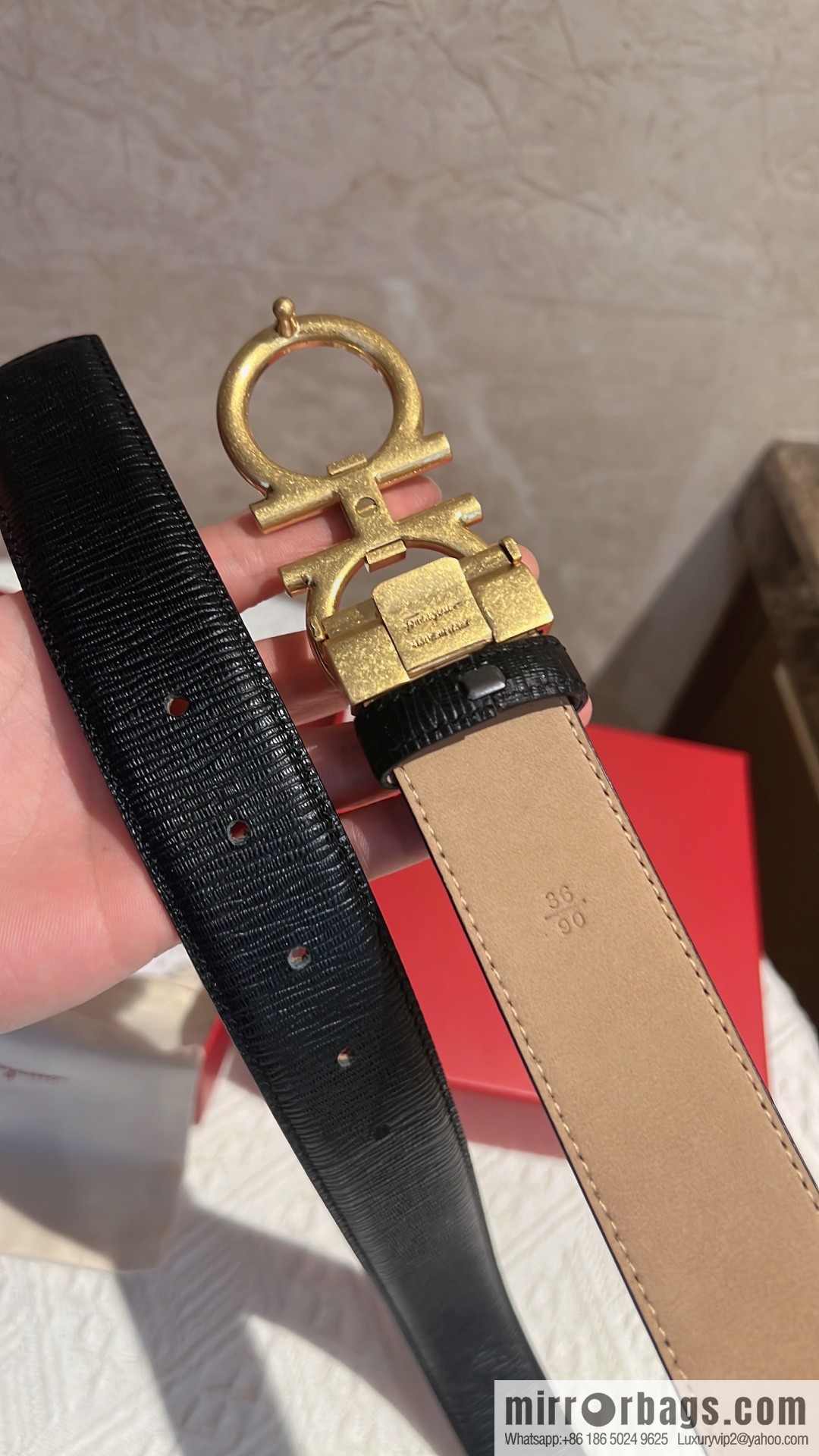 Ferragamo Ferragamo, first layer of cowhide with exquisite counter version retro metal buckle men's 3.5cm belt