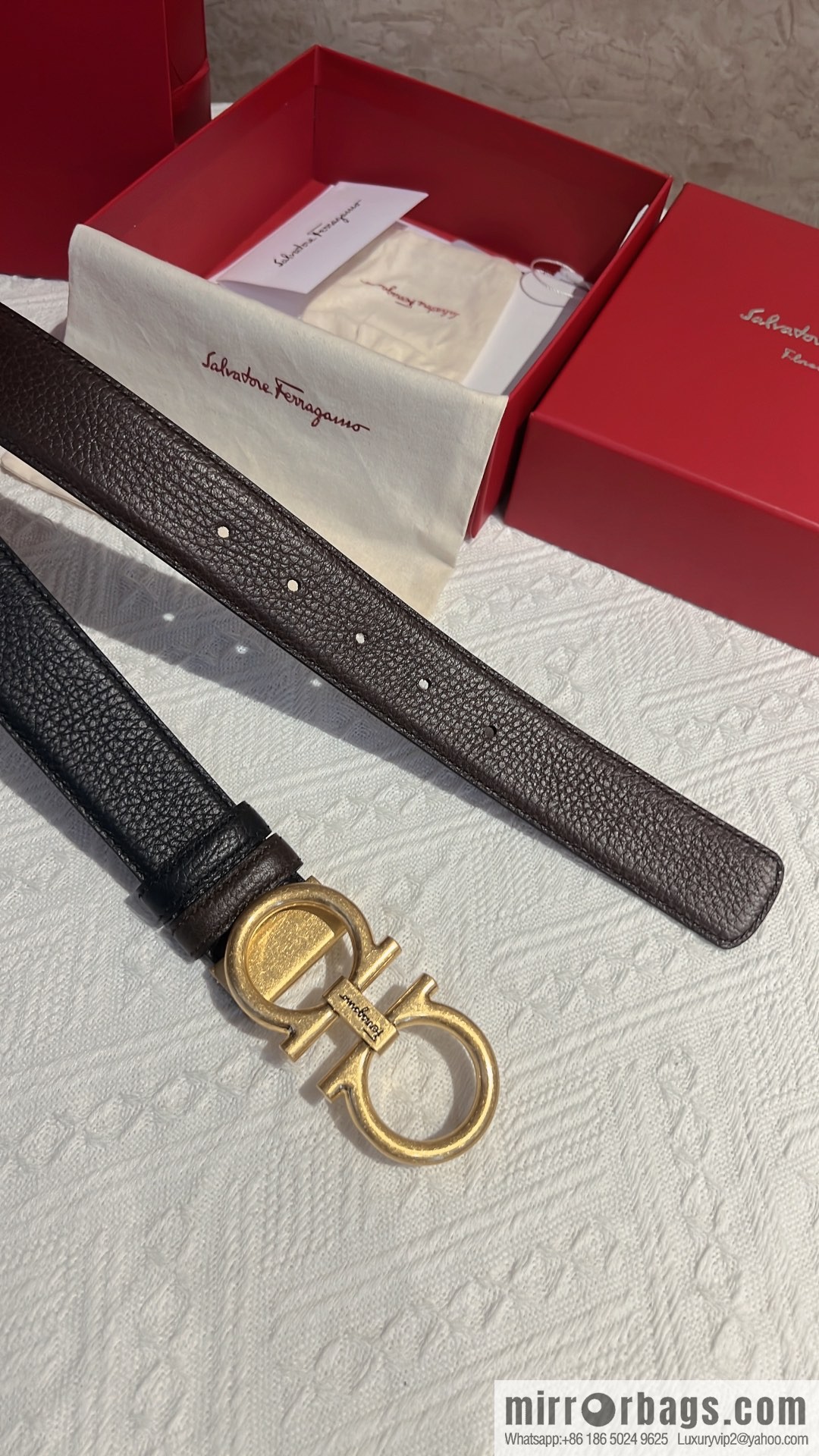 Ferragamo Ferragamo, first layer of cowhide with exquisite counter version retro metal buckle men's 3.5cm belt
