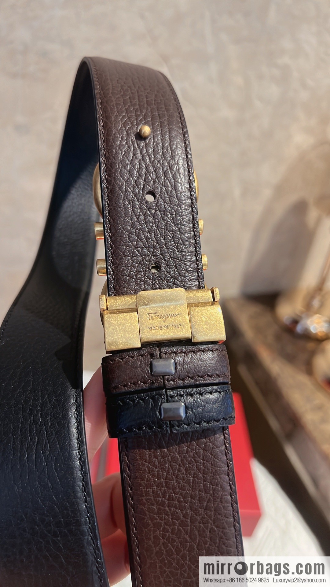 Ferragamo Ferragamo, first layer of cowhide with exquisite counter version retro metal buckle men's 3.5cm belt