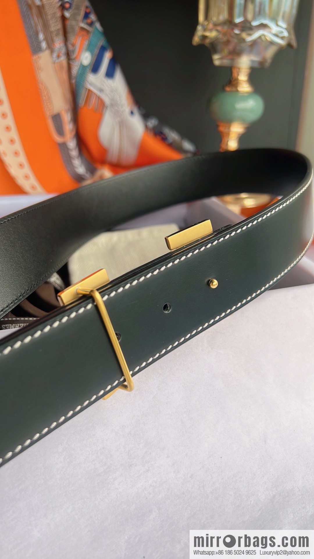 Hermes Hermes, using selected imported cowhide inlaid diamonds 3.8cm men's belt