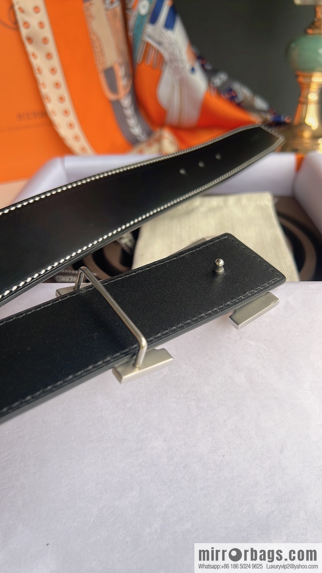 Hermes Hermes, using selected imported cowhide inlaid diamonds 3.8cm men's belt