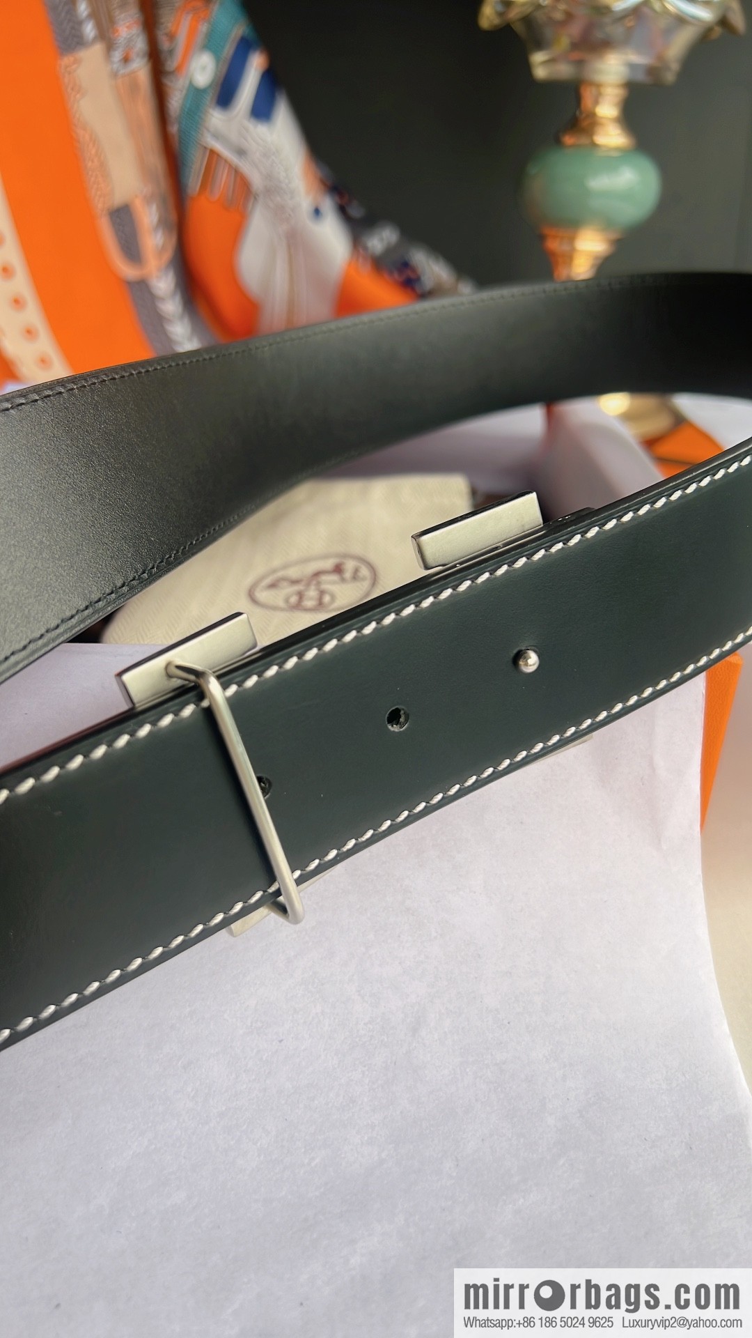 Hermes Hermes, using selected imported cowhide inlaid diamonds 3.8cm men's belt