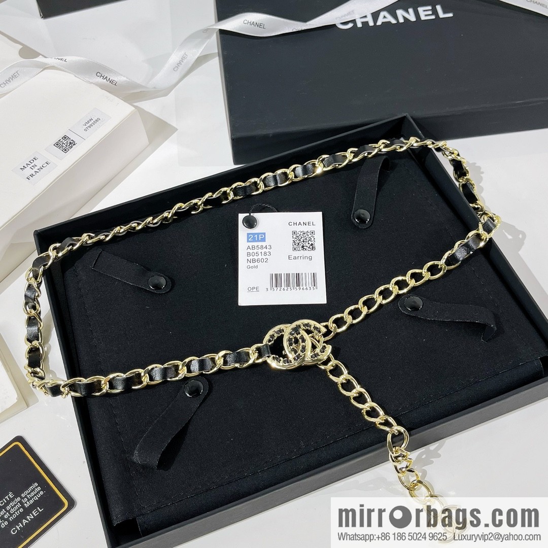 New ☑️ Chanel Double C Black Leather Rope Belt Waist Chain