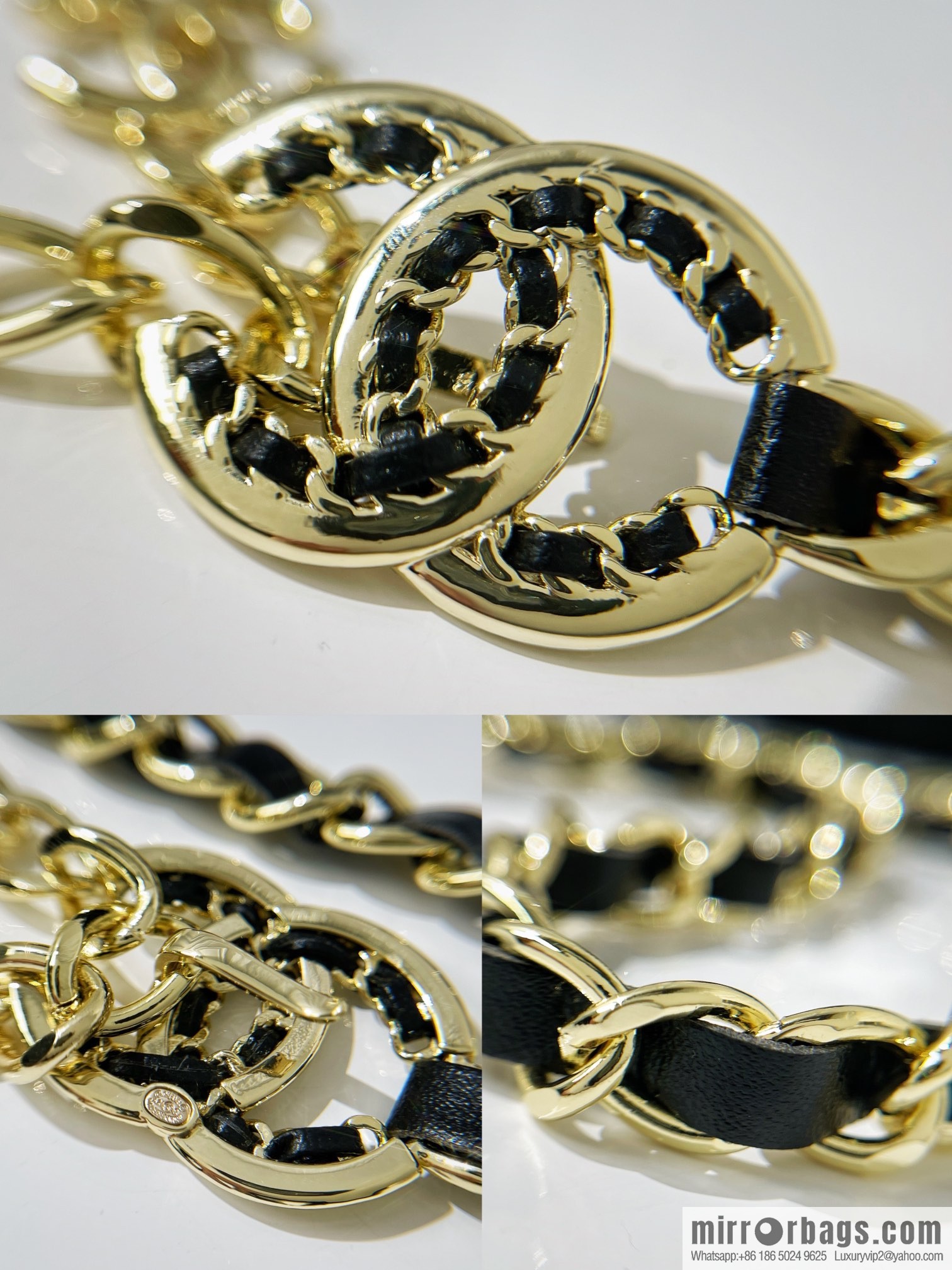 New ☑️ Chanel Double C Black Leather Rope Belt Waist Chain