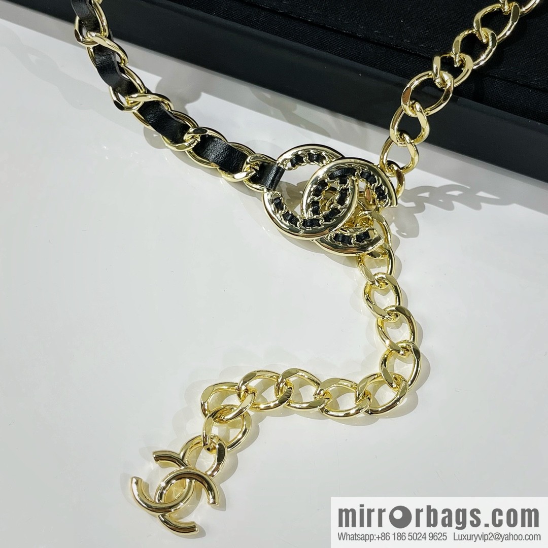 New ☑️ Chanel Double C Black Leather Rope Belt Waist Chain