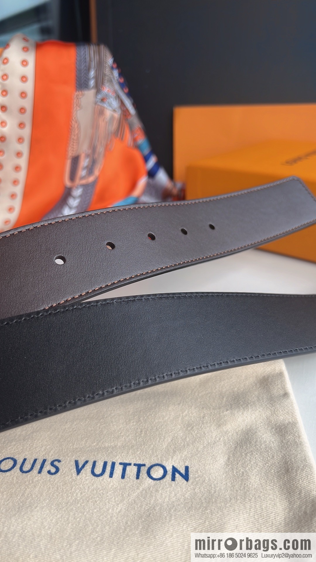 LV/Louis Vuitton, imported cowhide double-sided belt men 4.0cm