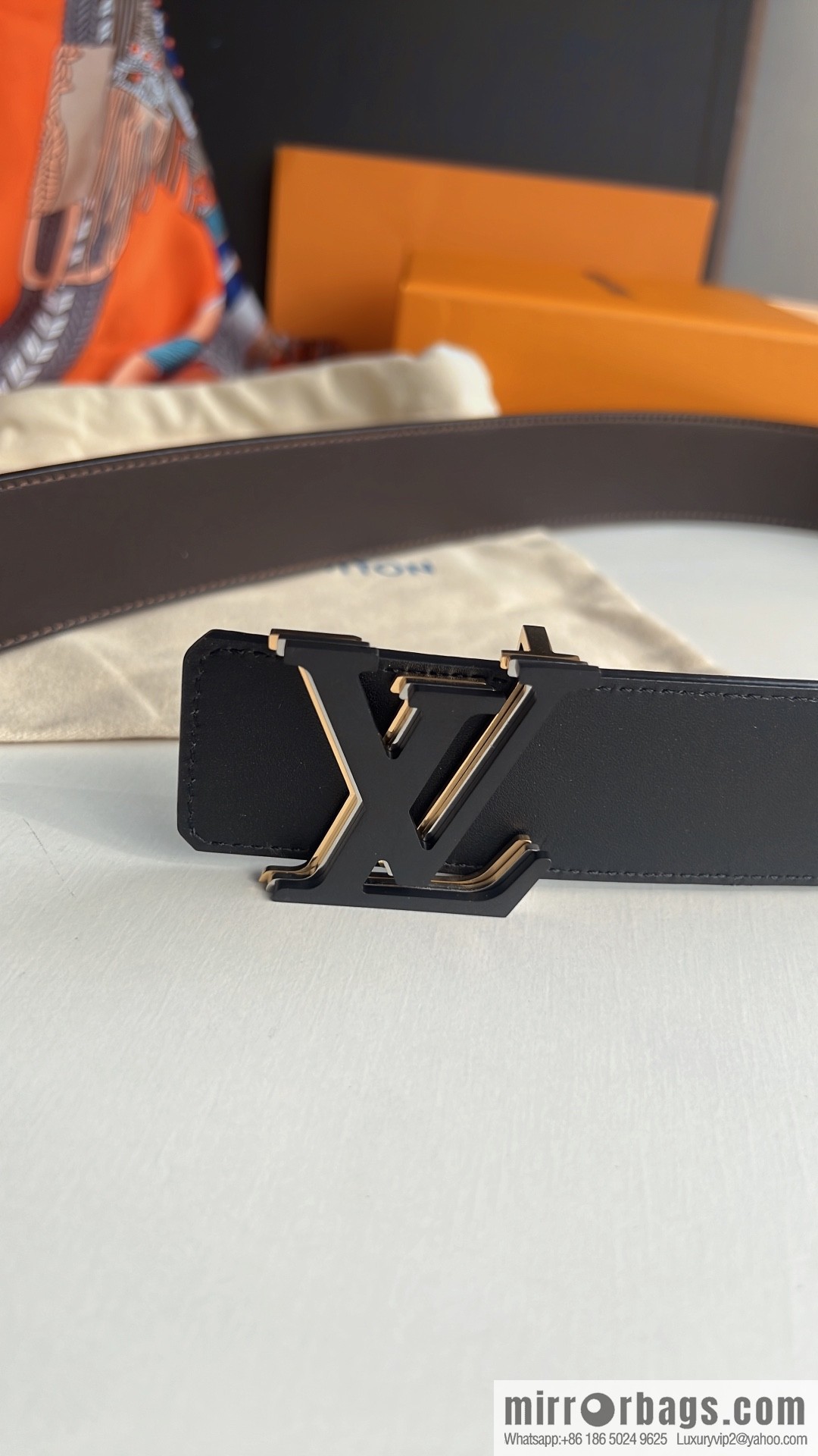 LV/Louis Vuitton, imported cowhide double-sided belt men 4.0cm