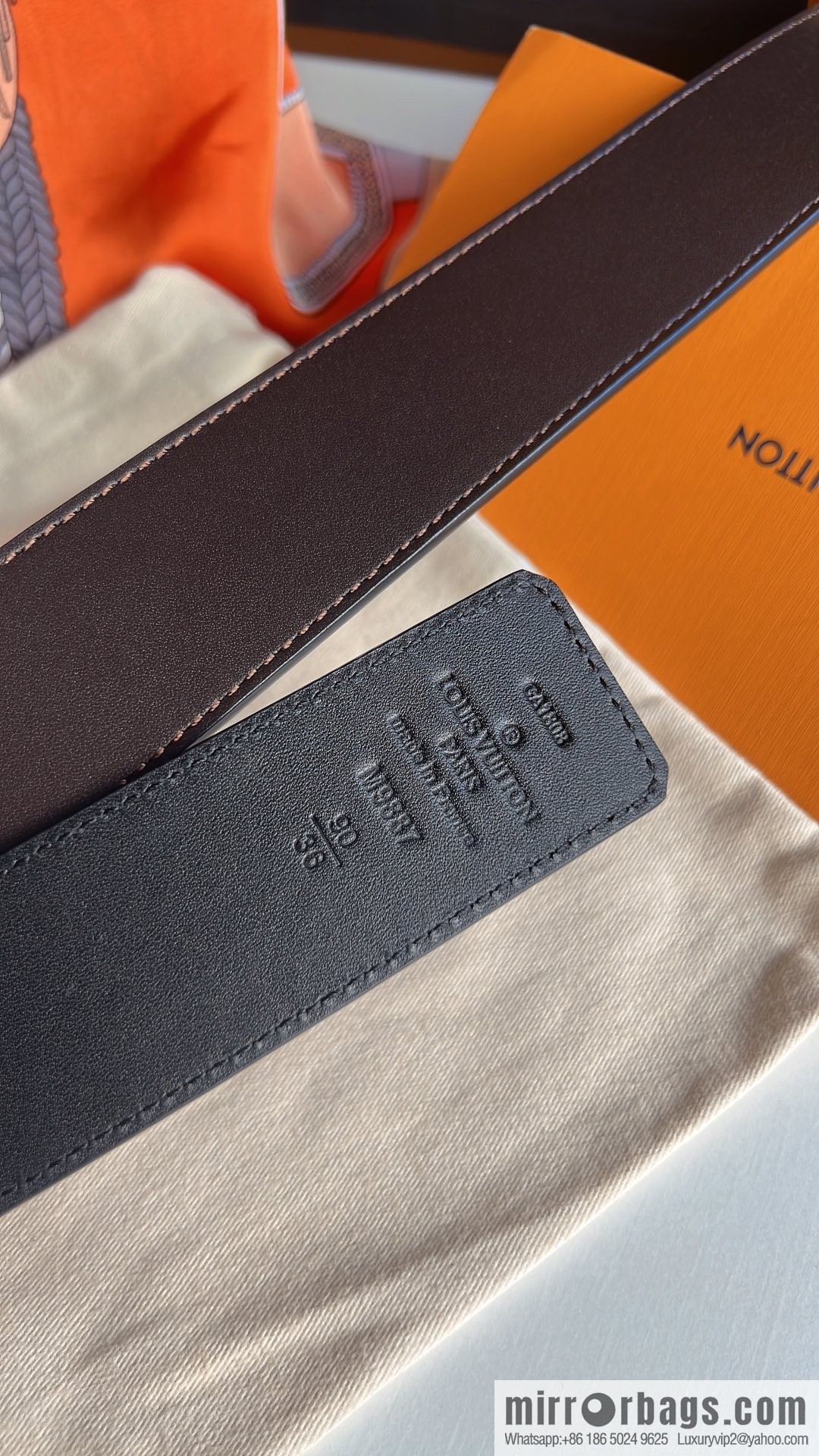 LV/Louis Vuitton, imported cowhide double-sided belt men 4.0cm