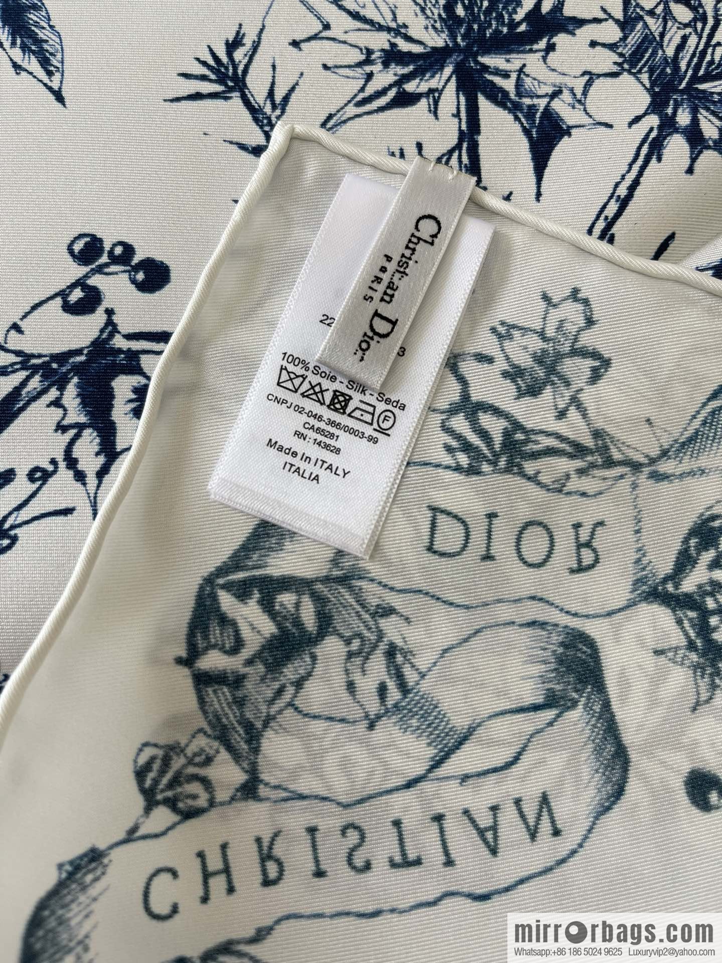 Dior 100% Silk Rui Printed Square Towel