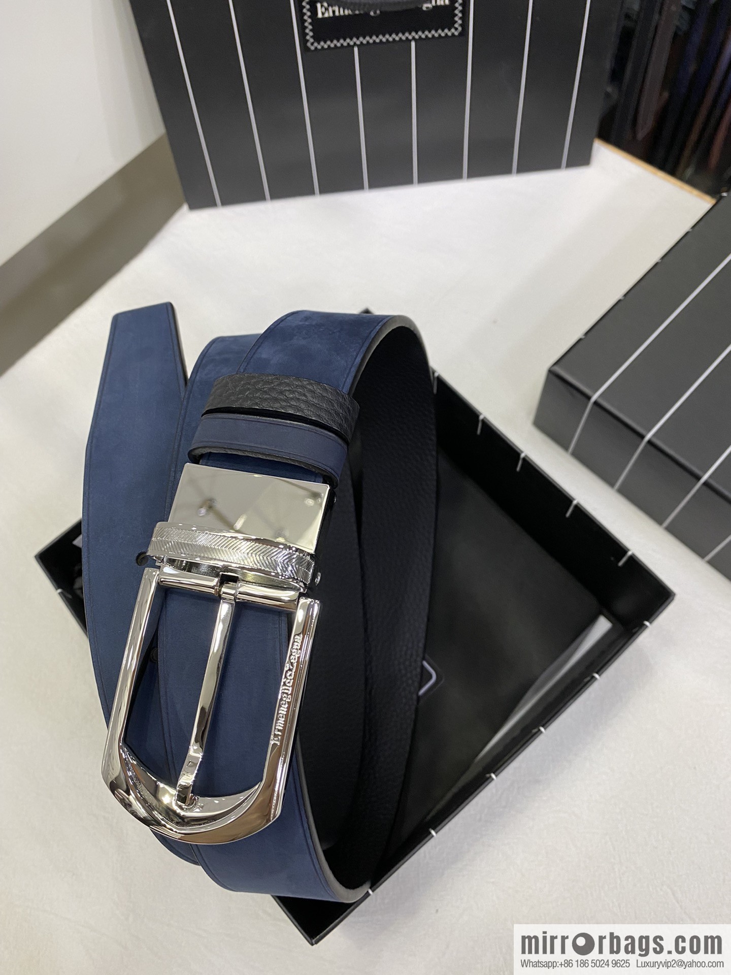 Ermengildo. Zein Zegna men's business leisure rotating pin buckle imported suede with cowhide belt 3.5cm