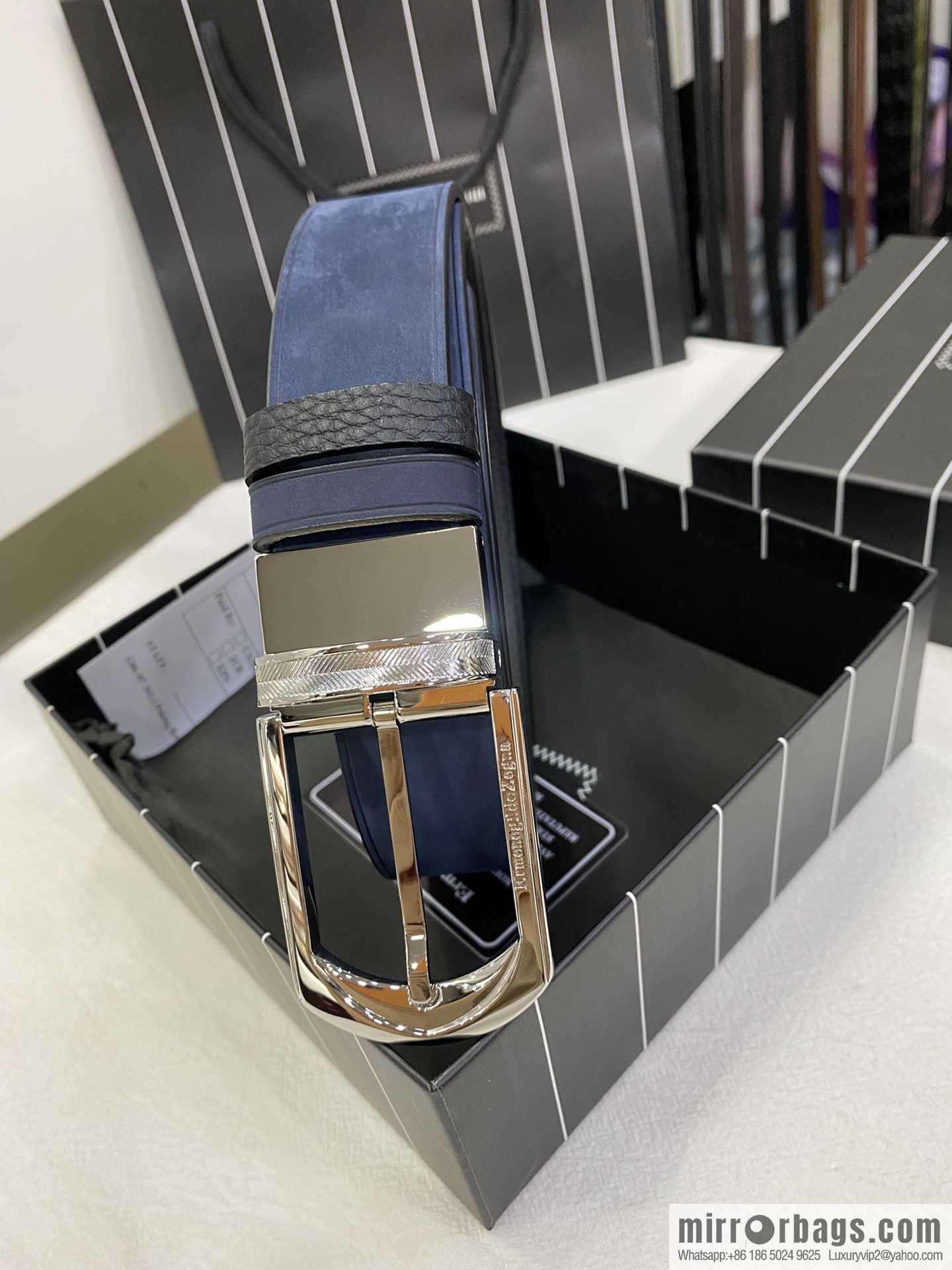 Ermengildo. Zein Zegna men's business leisure rotating pin buckle imported suede with cowhide belt 3.5cm