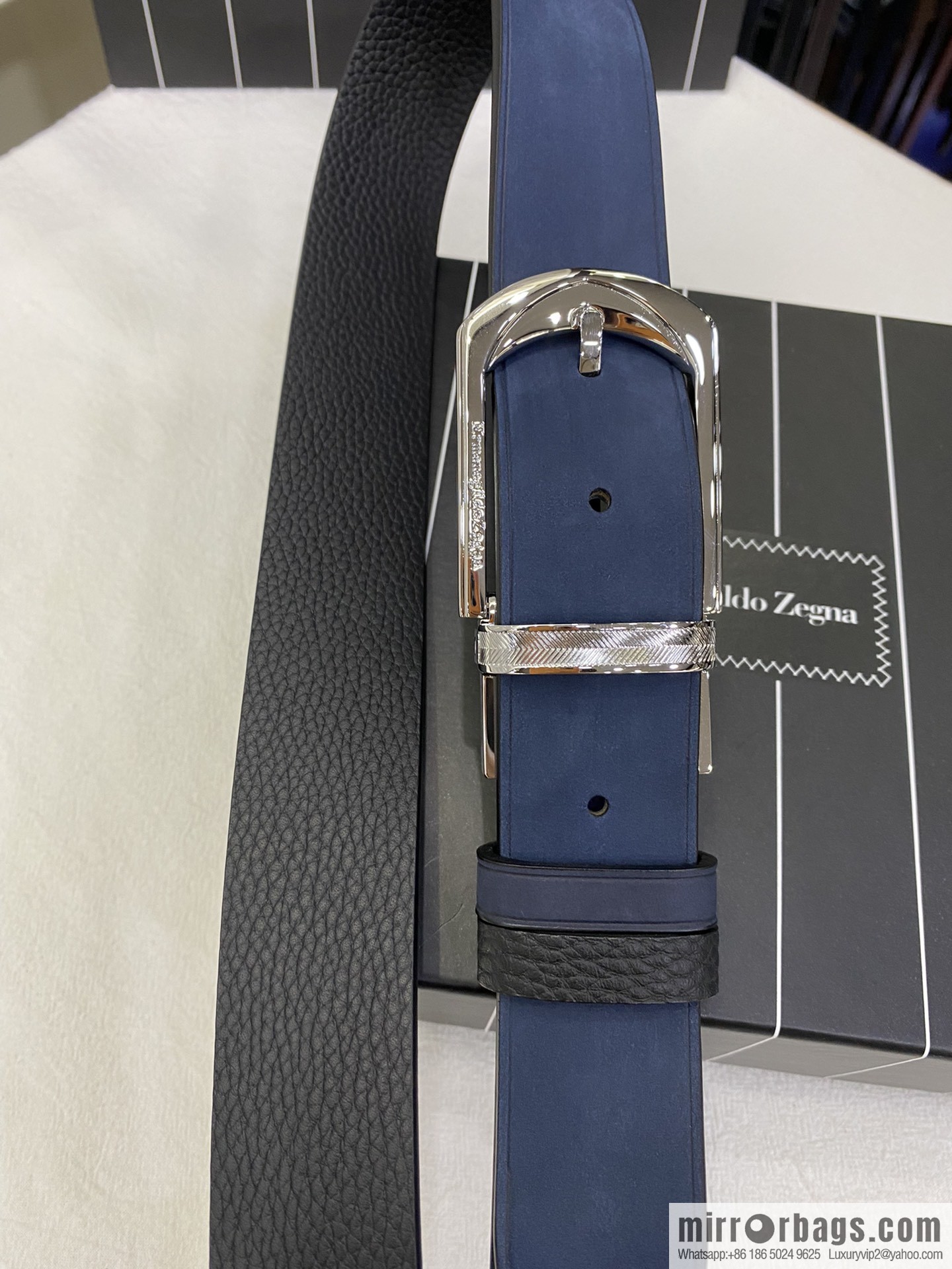 Ermengildo. Zein Zegna men's business leisure rotating pin buckle imported suede with cowhide belt 3.5cm